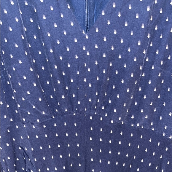 LOFT Blue Ruched Ruffled Midi Sundress - Picture 7 of 13